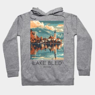 A Vintage Travel Illustration of Lake Bled - Slovenia Hoodie